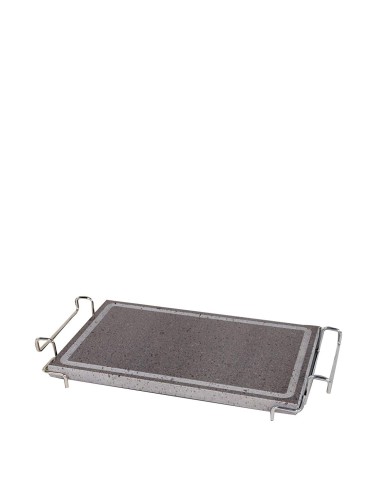 PIASTRE COTTURA PIETRA: vendita online PIASTRA LAVICA RETTANGOLARE CM.23X37 CON STAND IN ACCIAIO INOX ILSA in offerta