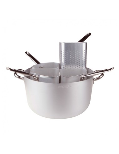 ALLUMINIO: vendita online CASSERUOLA CON 4 COLAPASTA A SPICCHIO ALTO ALLUMINIO 3MM CM.50 H.28 LT in offerta