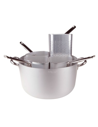 ALLUMINIO: vendita online CASSERUOLA CON 4 COLAPASTA A SPICCHIO ALTO ALLUMINIO 3MM CM.40 H.22 LT in offerta