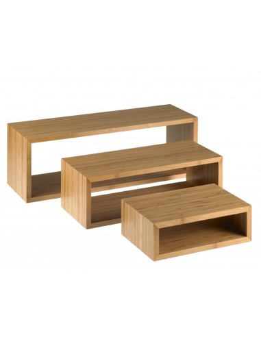 ALZATE-PORTATORTE-ESPOSITORI: vendita online BAMBOO SET 3 ALZATE RETTANGOLARI CM.60/45/30X20 NATURALE LEONE in offerta