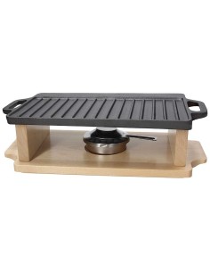 PIASTRE COTTURA PIETRA: vendita online PIASTRA GRILL IN GHISA NERO CON BASE LEGNO CM.33X20 FUSION TASTE TOGNANA in offerta