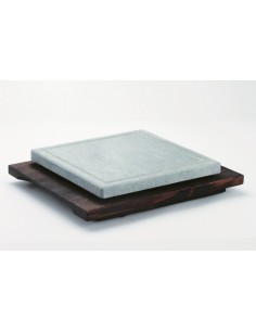 PIASTRE COTTURA PIETRA: vendita online PIETRA OLLARE PER COTTURA CM. 25X25 CON BASE IN LEGNO WENGÈ in offerta