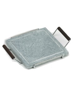 PIASTRE COTTURA PIETRA: vendita online PIETRA OLLARE PER COTTURA, CM. 25X25 CON TELAIO IN ACCIAIO E MANICI WENGÈ in offerta 2