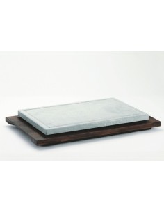 PIASTRE COTTURA PIETRA: vendita online PIETRA OLLARE RETTANGOLARE 25X40 CM. CON BASE IN LEGNO WENGÈ in offerta