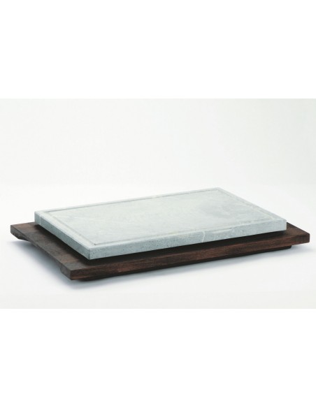 PIASTRE COTTURA PIETRA: vendita online PIETRA OLLARE RETTANGOLARE 25X40 CM. CON BASE IN LEGNO WENGÈ in offerta