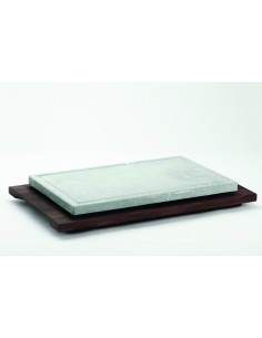 PIASTRE COTTURA PIETRA: vendita online PIETRA OLLARE RETTANGOLARE 25X40 CM. CON BASE IN LEGNO WENGÈ in offerta 2