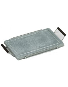PIASTRE COTTURA PIETRA: vendita online PIETRA OLLARE GRANDE RETTANGOLARE CM. 20X40 PER COTTURA CON TELAIO IN ACCIAIO E MANICI...