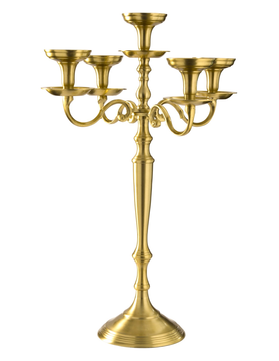 STYLOS CANDELABRO 5 FIAMME CM.20X69H ORO MATT ALLUMINIO su Popolo H