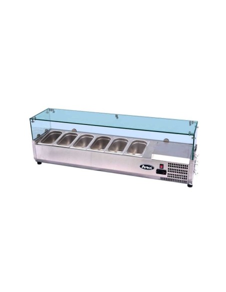 FRIGORIFERI-ABBATTITORI: vendita online PORTACONDIMENTI REFRIGERATO CON TECA IN VETRO GN 1/3X9 MM.2005x395x435 in offerta