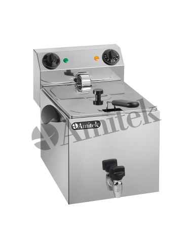 FRIGGITRICI: vendita online FRIGGITRICE ELETTRICA INOX FE8R 1 VASCA 6LT. 3250W CON RUBINETTO - AMITEK in offerta
