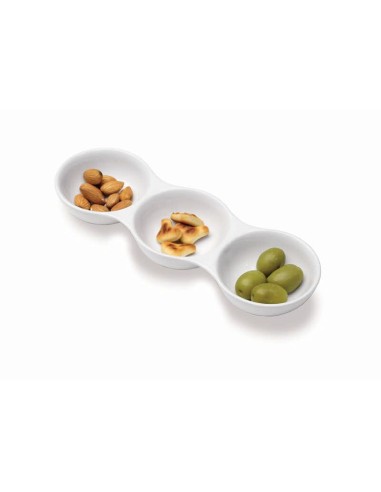 FINGER FOOD PORCELLANA: vendita online ANTIPASTIERA PARTY BIANCO 3 BOWL CM.23X7,5X3 BIANCA TOGNANA PORCELLANE in offerta