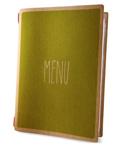 MENU: vendita online PORTAMENU MOD.CUSTOM A4 EC ECO DESIGN MENU 2 BUSTE ELASTICO NATURALE in offerta