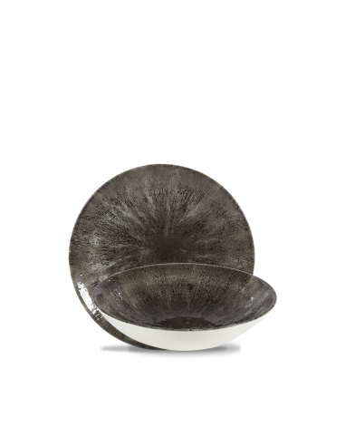 PIATTI: vendita online PIATTO FONDO TONDO CHURCHILL STONE QUARTZ NERO PORCELLANA CM.25 in offerta