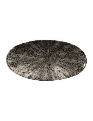 PIATTI: vendita online PIATTO PIANO OVALE CHURCHILL STONE QUARTZ NERO PORCELLANA CM.30X15 in offerta