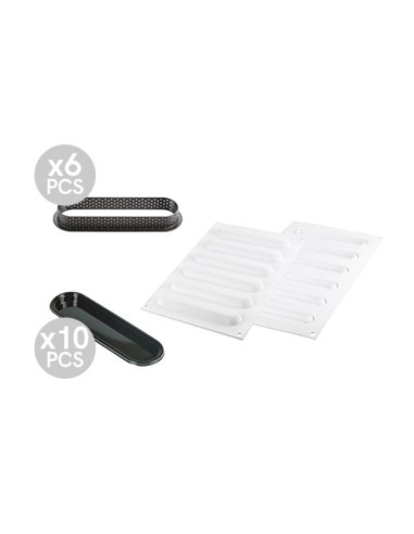 STAMPI-TAGLIAPASTA: vendita online KIT TARTE RING OBLONG 146X34 MM-SET STAMPO IN SILICONE 133X21 in offerta