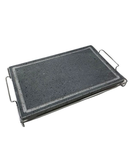 PIASTRE COTTURA PIETRA: vendita online PIETRA LAVICA INVITO RETTANGOLARE CM.19X37 CON STAND RIPIEGABILE IN ACCIAIO INOX in of...