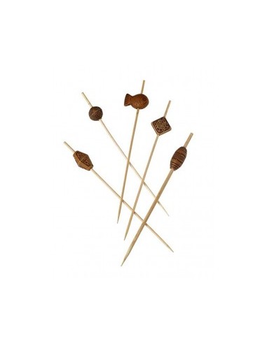 SPIEDI-SPADE: vendita online CONFEZIONE 100 SPIEDI CON MAORI CM.12 BAMBOO LEONE DECORAZIONI in offerta