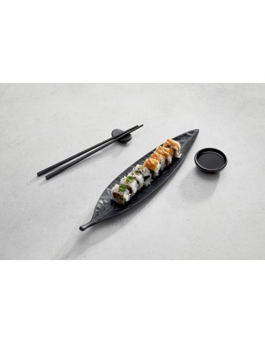PIATTI: vendita online VASSOIO PIATTO A FOGLIA CM.41X9,5X3 MELAMINA NERO LEONE in offerta
