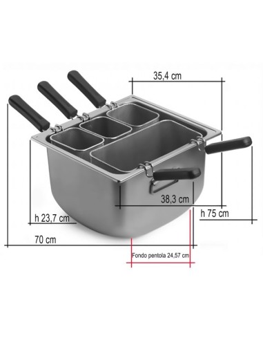 ACCESSORI: vendita online SET 1 SETTORE GRANDE PER CUOCIPASTA INOXCM.30X14 H.18 LT.6,6 in offerta