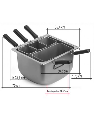 TENDER: vendita online TENDER PENTOLA QUADRATA CUOCIPASTA INOX CM.24,5 H.23,7 LT.22 in offerta