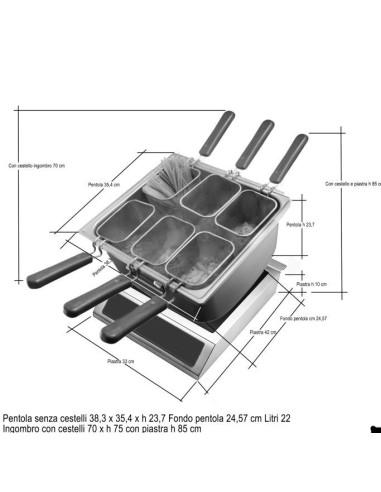 TENDER: vendita online TENDER PENTOLA QUADRATA CUOCIPASTA INOX CM.24,5 H.23,7 LT.22 in offerta