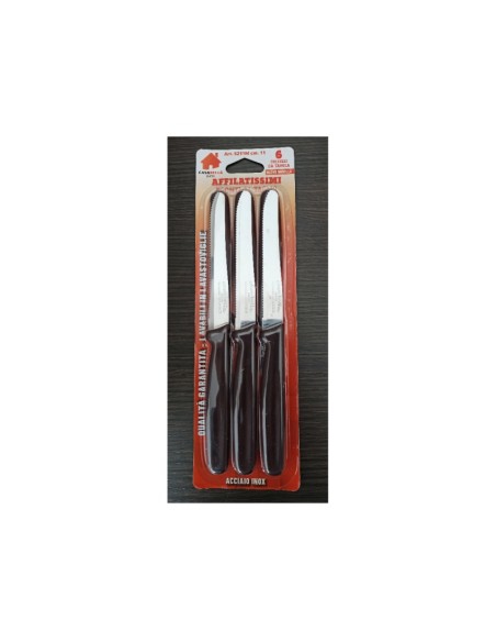 CONFEZIONE 6 COLTELLO TAVOLA CON MANICO MARRONE CM.11
