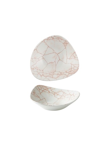INSALATIERE-CIOTOLE-COPPETTE: vendita online CIOTOLA TRIANGOLARE CHURCHILL KINTSUGI CORAL IN PORCELLANA 18,5 CM in offerta