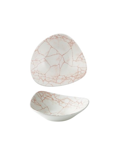 INSALATIERE-CIOTOLE-COPPETTE: vendita online PIATTO FONDO TRIANGOLARE CHURCHILL KINTSUGI CORAL IN PORCELLANA 23,5 CM in offerta