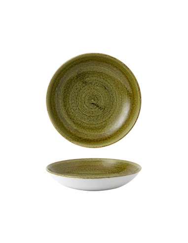PIATTI: vendita online PIATTO FONDO CHURCHILL STONECAST PLUME OLIVE PORCELLANA VERDE CM.24,8 in offerta