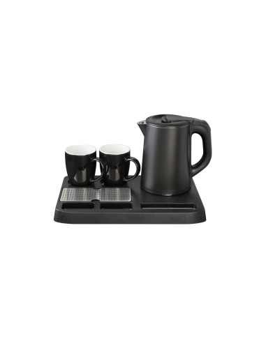 SET BOLLITORE LT.0,8 CON VASSOIO E 2 TAZZE NERO WK9102 W.1360