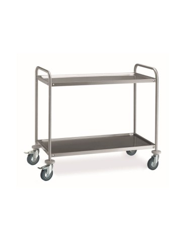 CARRELLI: vendita online CARRELLO DI SERVIZIO INOX 2 PIANI 100X60 CR216 2 RUOTE in offerta