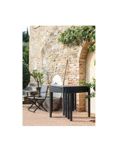 TAVOLI: vendita online QUATRIS TAVOLO 80X80 H.75 BRONZO IMPILABILE AUTOLIVELLANTE in offerta