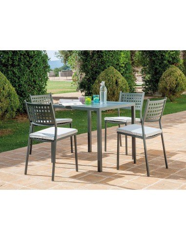TAVOLI: vendita online TAVOLO QUATRIS CM 90X90 H.75 BRONZO IMPILABILE AUTOLIVELLANTE VERMOBIL in offerta