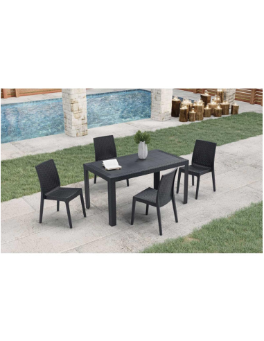 SEDIE-POLTRONE: vendita online SEDIA SELENE SIMIL RATTAN ANTRACITE IMPILABILE in offerta