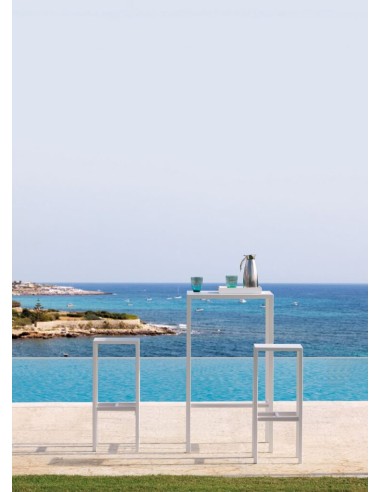 TAVOLI: vendita online KIT TAVOLO SEASIDE 75X75 H.110 CON 4 SGABELLI BIANCO RAGGRINZITO VERMOBIL in offerta