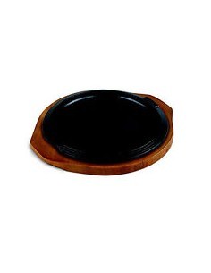 PIASTRE COTTURA PIETRA: vendita online PIATTO A SERVIRE TONDO Ø 31 CM. IN GHISA CON VASSOIO IN LEGNO ILSA in offerta