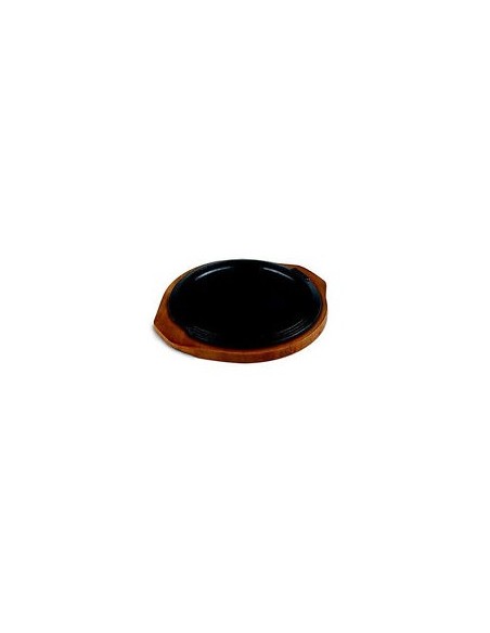 PIASTRE COTTURA PIETRA: vendita online PIATTO A SERVIRE TONDO Ø 31 CM. IN GHISA CON VASSOIO IN LEGNO ILSA in offerta