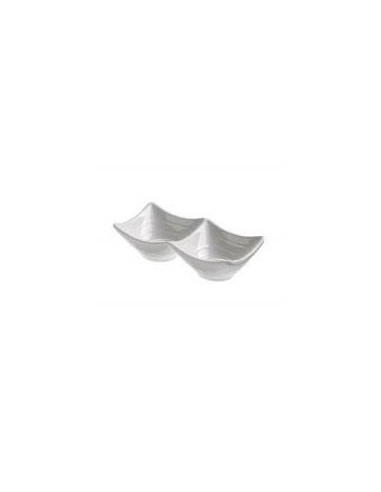 FINGER FOOD MELAMINA: vendita online COPPETTA QUADRATA 2 SCOMPARTI MELAMINA BIANCA LEONE in offerta