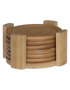 SET 6 SOTTOBICCHIERI 160726 CON STAND BAMBOO