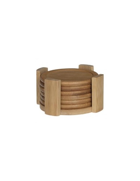 SET 6 SOTTOBICCHIERI 160726 CON STAND BAMBOO