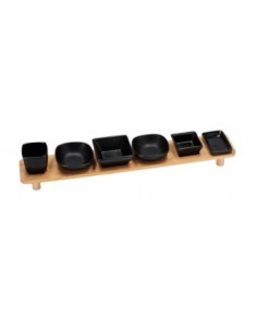 SET 6 CIOTOLE PORCELLANA C/VASSOIO BAMBOO