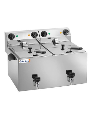 FRIGGITRICI: vendita online FRIGGITRICE ELETTRICA PROFESSIONALE 2 VASCHE 6+6LT 3250W+3250W AMITEK FE88R in offerta