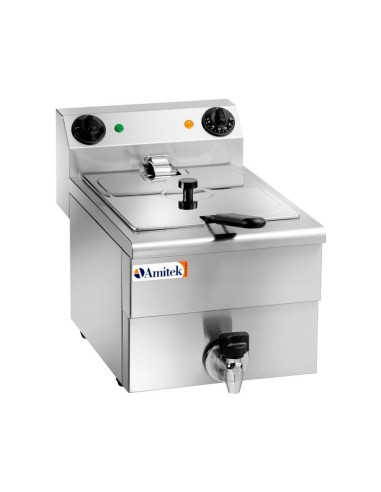 FRIGGITRICI: vendita online FRIGGITRICE ELETTRICA DA BANCO AMITEK FE8 - 1 VASCA 6 LITRI ACCIAIO INOX 3250W CON TERMOSTATO E R...