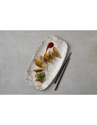 PIATTI: vendita online PIATTO RETTANGOLARE CHURCHILL KINTSUGI CORAL IN PORCELLANA CM.29,8X15,3 in offerta