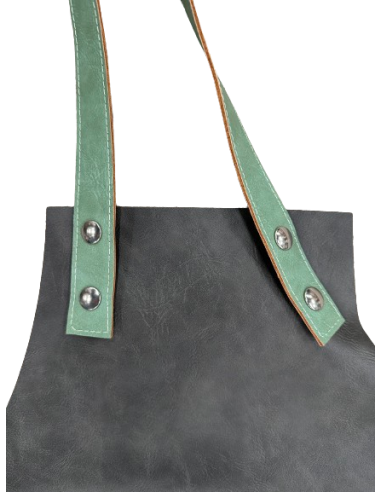 GREMBIULI: vendita online GREMBIULE WOSDE SIMILPELLE ANTRACITE E SALVIA CON PETTORINA 64X80 CM in offerta
