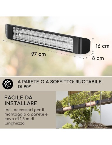 STUFE E RISCALDATORI: vendita online LAMPADA RADIANTE AD INFRAROSSI HORECATECH CON TELECOMANDO 2400 WATT in offerta