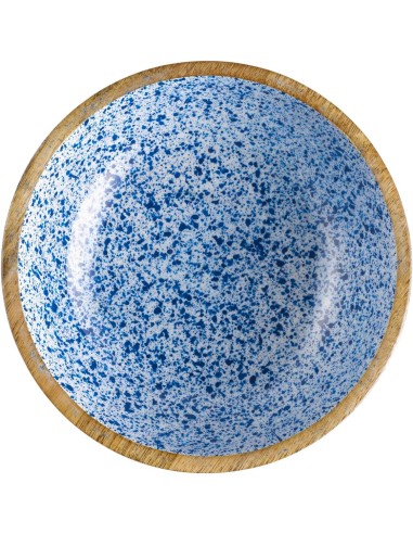 CIOTOLE: vendita online CIOTOLA MANGO PADERNO IN LEGNO E RESINA BIANCO - BLU Ø 24 CM 1,1 LITRI in offerta