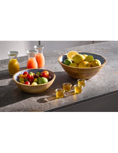 CIOTOLE: vendita online CIOTOLA MANGO PADERNO IN LEGNO E RESINA BIANCO - BLU Ø 24 CM 1,1 LITRI in offerta