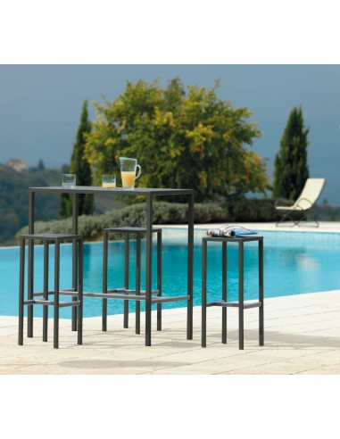 TAVOLI: vendita online KIT TAVOLO SEASIDE CM 75X75 H.110 ANTRACITE CON 4 SGABELLI VERMOBIL in offerta