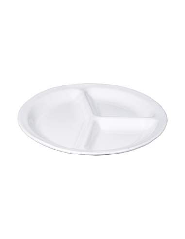 PIATTI: vendita online PIATTO TRIS 3 SCOMPARTI TONDO CM.26,5 BIANCO NAPOLI PORCELLANA SATURNIA in offerta